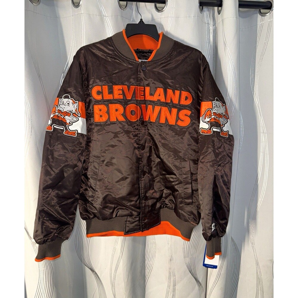 Starter Cleveland Browns NFL Football Jacket Brown/Orange/White Men's Size M